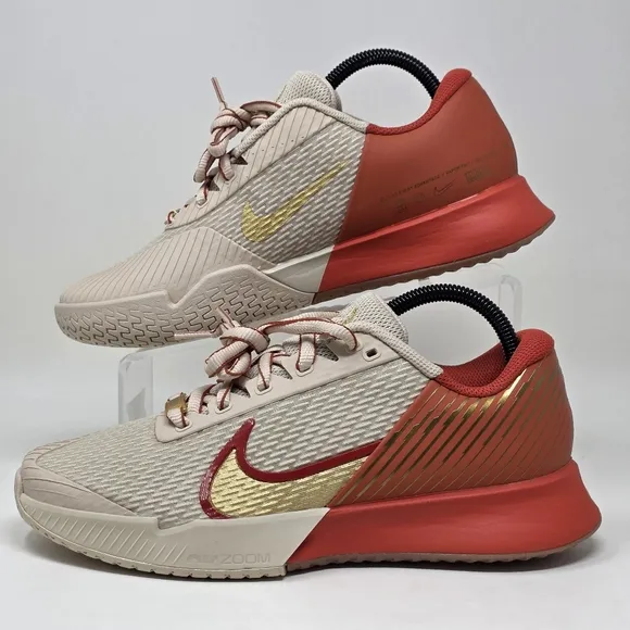 Nike Womens Zoom Vapor Pro 2 HC Size 8.5 Orange Gold Tennis Shoes FB7054-105 New