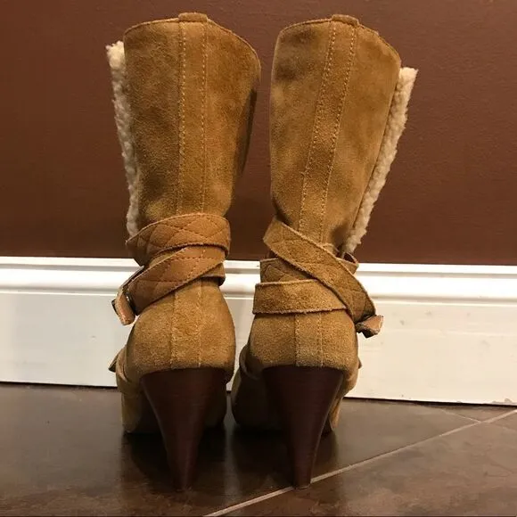 Nine West Cruzal 1 tan suede boots size 9.5 EUC