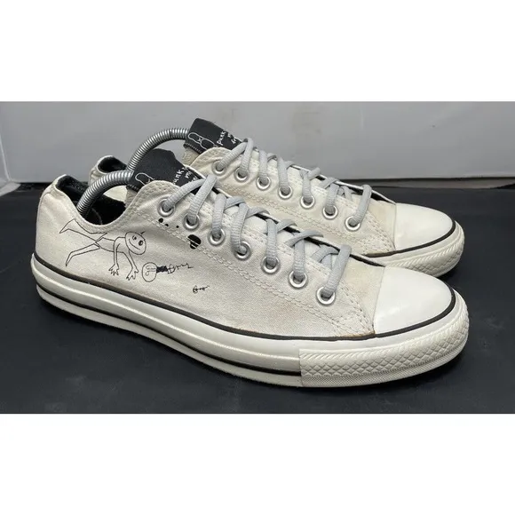 NIRVANA Converse White All Star Chucks Rare KURT COBAIN Shoes Mens 9 Fast Ship
