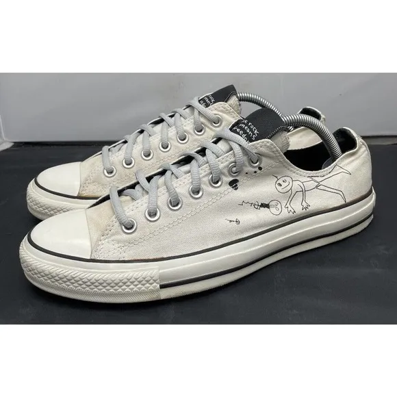 NIRVANA Converse White All Star Chucks Rare KURT COBAIN Shoes Mens 9 Fast Ship