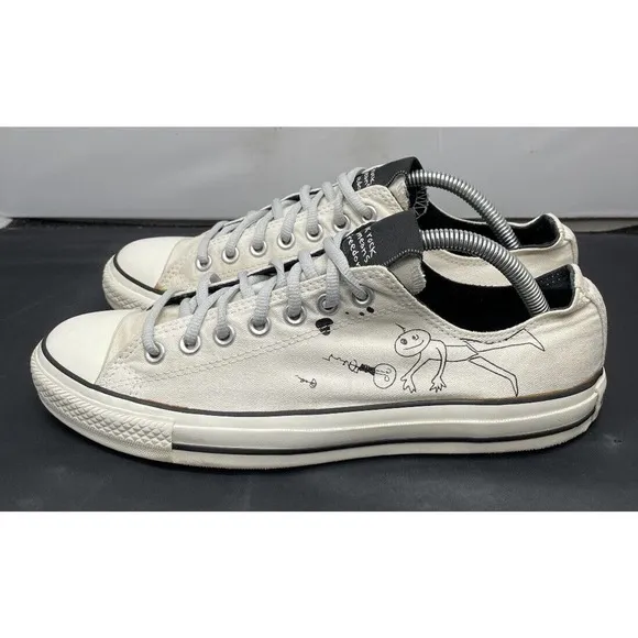 NIRVANA Converse White All Star Chucks Rare KURT COBAIN Shoes Mens 9 Fast Ship