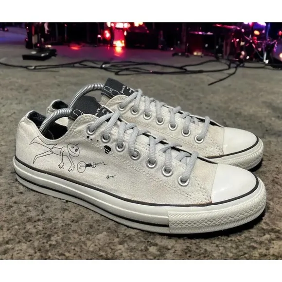 NIRVANA Converse White All Star Chucks Rare KURT COBAIN Shoes Mens 9 Fast Ship