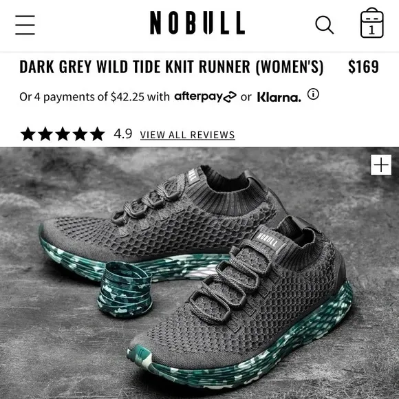 NOBULL DARK GREY WILD TIDE KNIT RUNNER