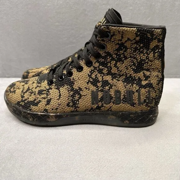 NOBULL High Top Womens Size 6.5 Shoes Black Gold Camo CrossFit Training Sneakers