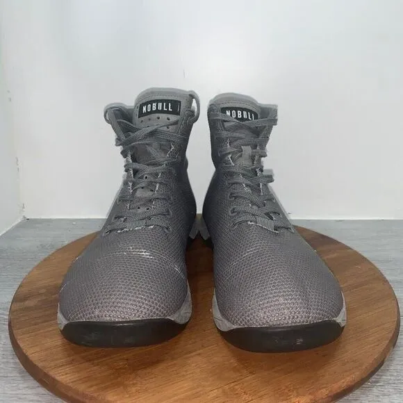 NoBull Mens 10.5 Gray High Top Unisex Trainer Shoes SuperFabric Workout Gym FLAW