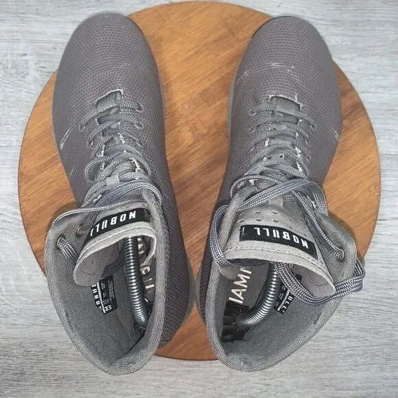 NoBull Mens 10.5 Gray High Top Unisex Trainer Shoes SuperFabric Workout Gym FLAW
