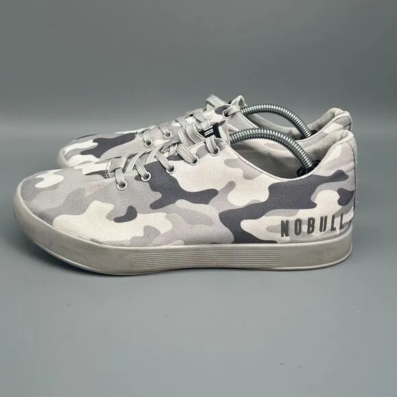 NOBULL Trainer Womens 9 Gray Camouflage Canvas Lace-Up Low Top Training Sneakers