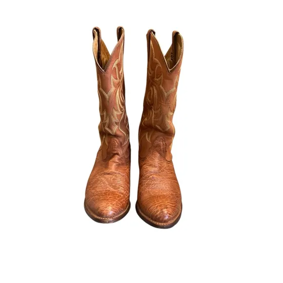 Nocona Cowboy Boots Almond Toe 9 1/2D Tan Western Style