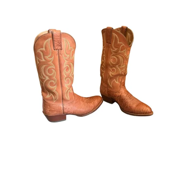 Nocona Cowboy Boots Almond Toe 9 1/2D Tan Western Style