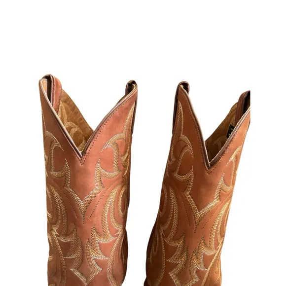 Nocona Cowboy Boots Almond Toe 9 1/2D Tan Western Style