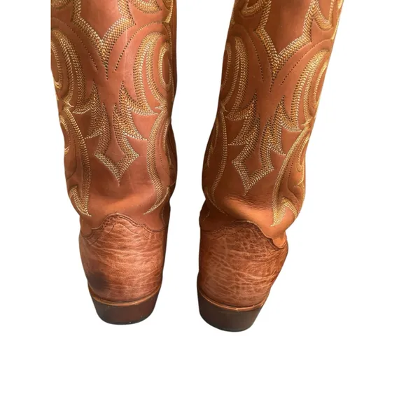 Nocona Cowboy Boots Almond Toe 9 1/2D Tan Western Style