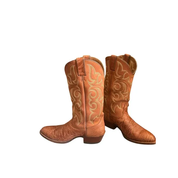 Nocona Cowboy Boots Almond Toe 9 1/2D Tan Western Style