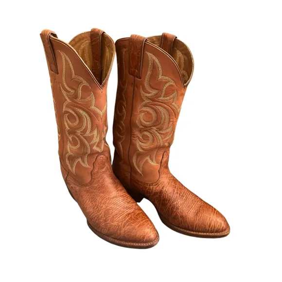 Nocona Cowboy Boots Almond Toe 9 1/2D Tan Western Style