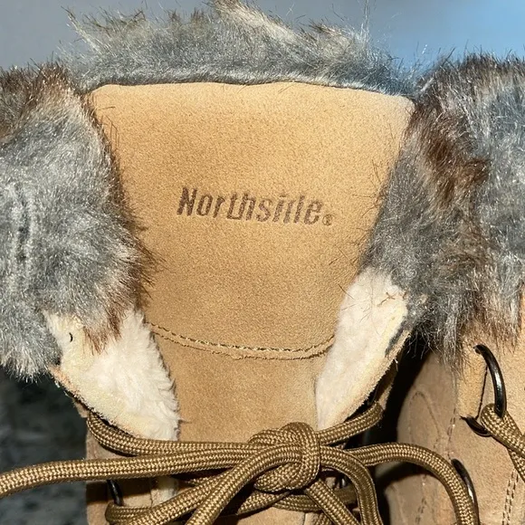 NORTHSIDE WOMEN KATHMANDU SUEDED SNOW BOOT SZ 9 WATERPROOF Tan and Black Lace up