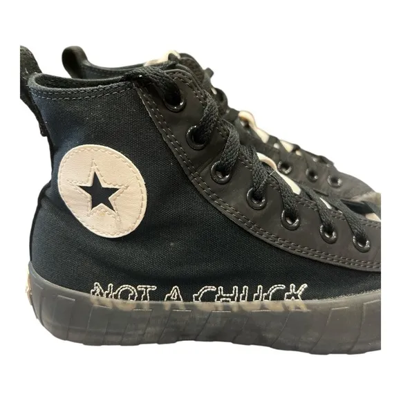 NOT A CHUCK Black &amp; White Lace Converse Sneakers SZ 8 Men’s/10 Women