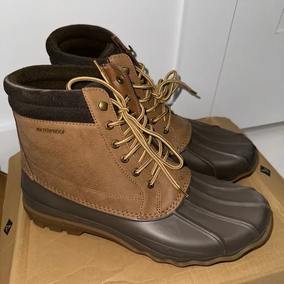 NWB Sperry Men’s Brewster Waterproof Ankle Boots in Dark Tan Size 11.5