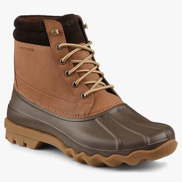 NWB Sperry Men’s Brewster Waterproof Ankle Boots in Dark Tan Size 11.5