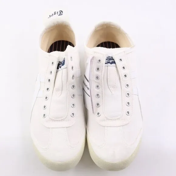 NWD Onitsuka Tiger Mexico 66 Slip-On Canvas Sneakers in White/White US Men's 9