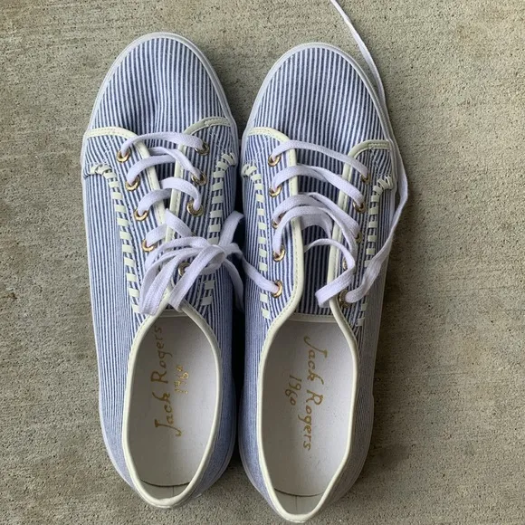 NWOT Jack Rogers Blue and White Canvas tennis shoes, sneakers