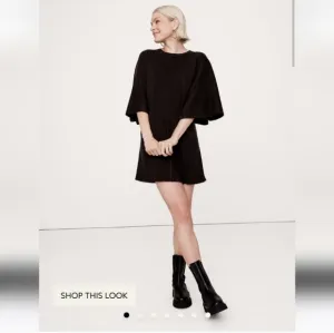 NWT Banana Republic Merino Flutter-Sleeve Mini Sweater Dress chocolate Brown
