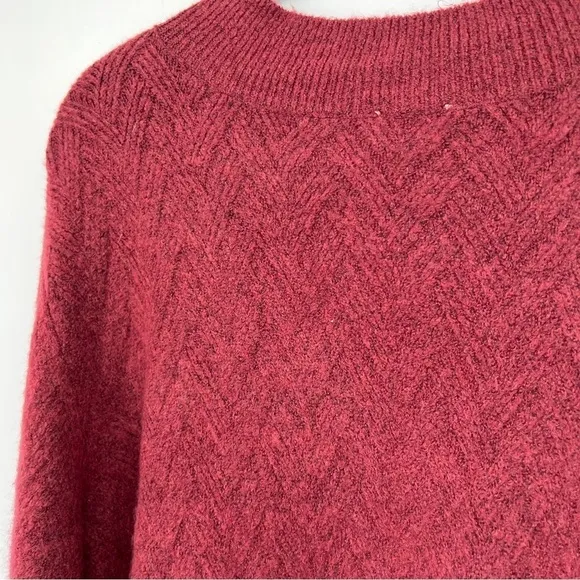 Nwt Chicos Herringbone Textured V-Neck Sweater Side Slit Tunic Cranberry Spice