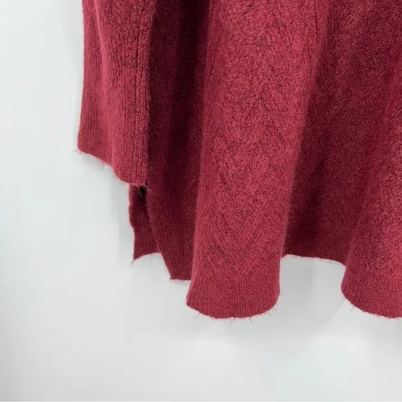 Nwt Chicos Herringbone Textured V-Neck Sweater Side Slit Tunic Cranberry Spice