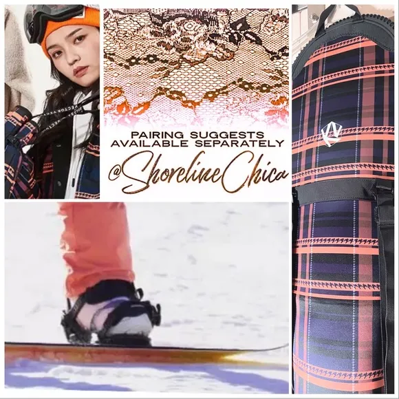 NWT crackling fire plaid BIB - black waterproof ski snowboard insulated overalls