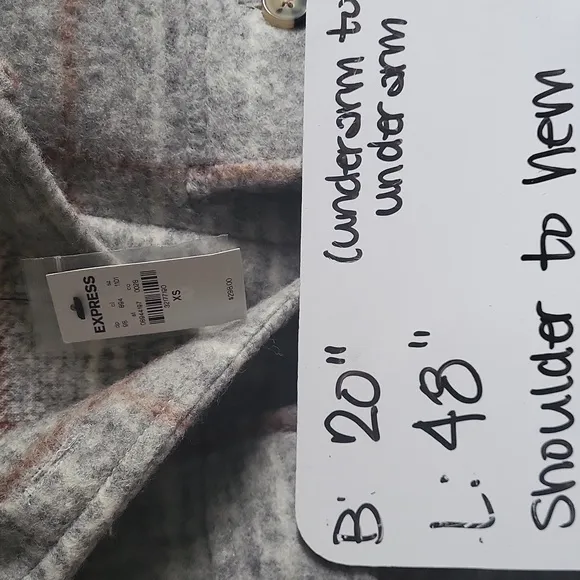 NWT Express Wool-Blend Plaid Longline Shacket SZXS