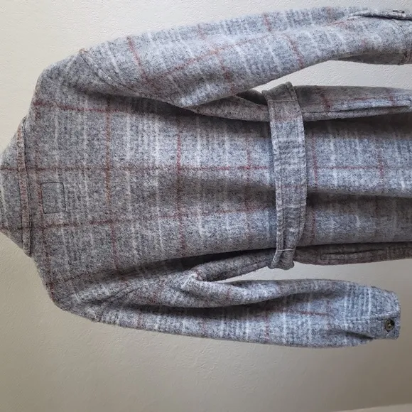 NWT Express Wool-Blend Plaid Longline Shacket SZXS