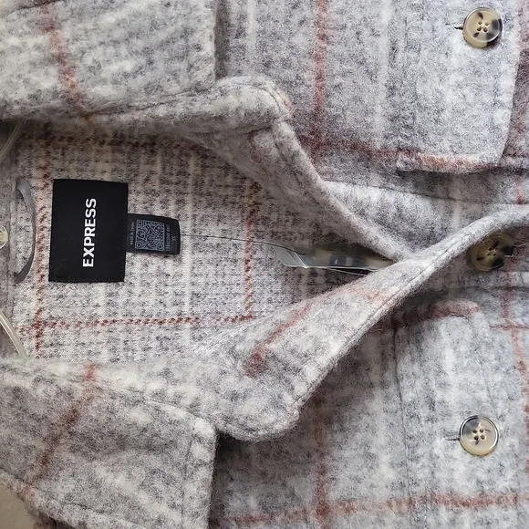 NWT Express Wool-Blend Plaid Longline Shacket SZXS