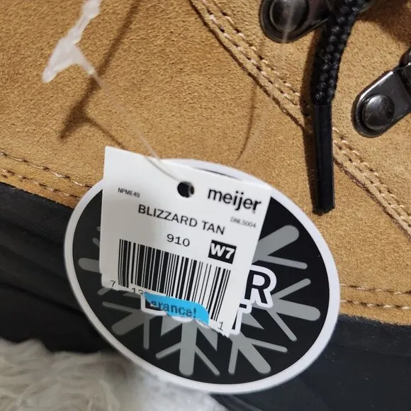 NWT Falls Creek Mens Size 10 Blizzard Tan Winter Boots W/ Black Rubber Shell &amp; L