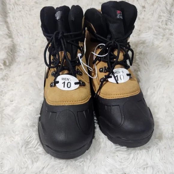 NWT Falls Creek Mens Size 10 Blizzard Tan Winter Boots W/ Black Rubber Shell &amp; L