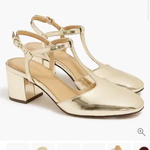 NWT J. Crew Pretty Metallic Gold T-Strap Block Heel Shoes