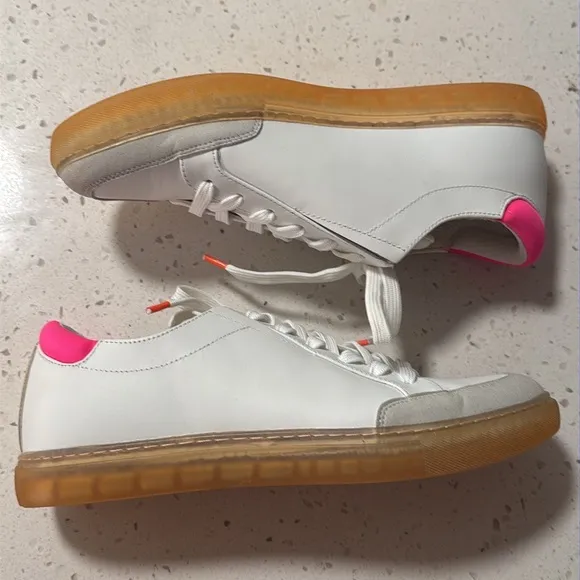 NWT KENNETH COLE NEW YORK Kam Guard Low-Top Leather Sneakers Size 7 Neon