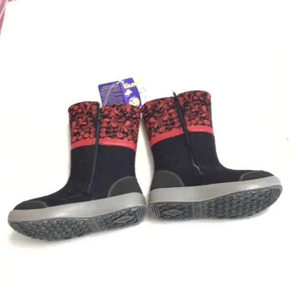 NWT Organic Wool European Girls Purple Boots SU-PER WARM Size 31