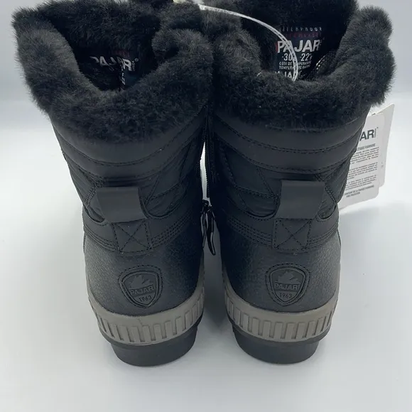NWT Pajar Karley Snow Boots Womens 37 US 6-6.5 Black Insulated Winter Waterproof