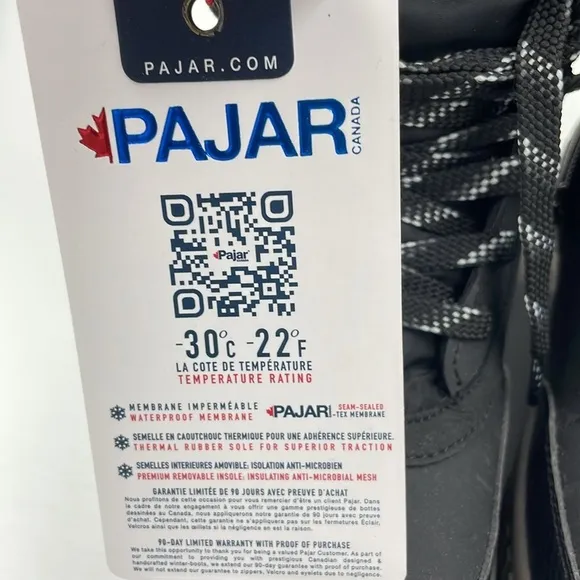 NWT Pajar Karley Snow Boots Womens 37 US 6-6.5 Black Insulated Winter Waterproof