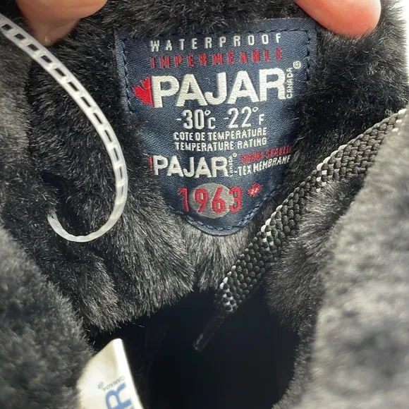 NWT Pajar Karley Snow Boots Womens 37 US 6-6.5 Black Insulated Winter Waterproof