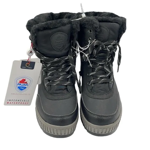NWT Pajar Karley Snow Boots Womens 37 US 6-6.5 Black Insulated Winter Waterproof