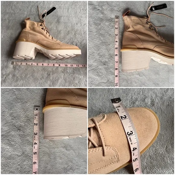 NWT Sorel Hi-Line Lace-Up Lug Combat Boots Bleached Ceramic Caribou Buff Sz 10