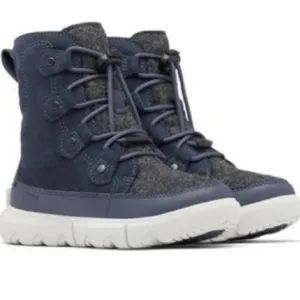 NWT Sorel Kids Explorer Waterproof Lace Boots India Ink Moonstone Blue Size 11C