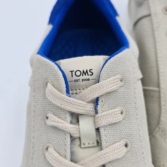 NWT TOMS Men's Leandro Brich/Admiral Blue Canvas/Pig Nubuck Lace-up Sneakers, 12
