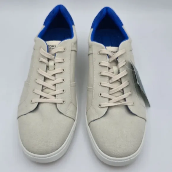 NWT TOMS Men's Leandro Brich/Admiral Blue Canvas/Pig Nubuck Lace-up Sneakers, 12