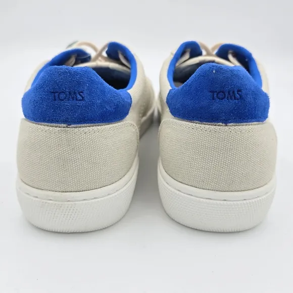 NWT TOMS Men's Leandro Brich/Admiral Blue Canvas/Pig Nubuck Lace-up Sneakers, 12