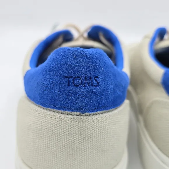 NWT TOMS Men's Leandro Brich/Admiral Blue Canvas/Pig Nubuck Lace-up Sneakers, 12