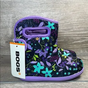 NWT Bogs II Waterproof 14f Cartoon Flower Toddler Girl Sz 10 Floral Purple Boots