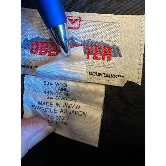 Obermeyer Ski Pants‎ Snow Pants Wool Blend Bootcut Black Winter Men's Size 40L