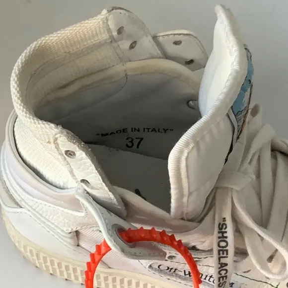 Off-White White High-Top Sneakers Deconstructed Design