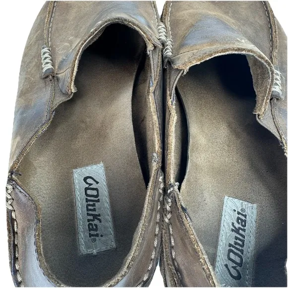 OluKai Moloa Men's Nubuck Slip On Loafers Shoes Size 11 Brown Comfort