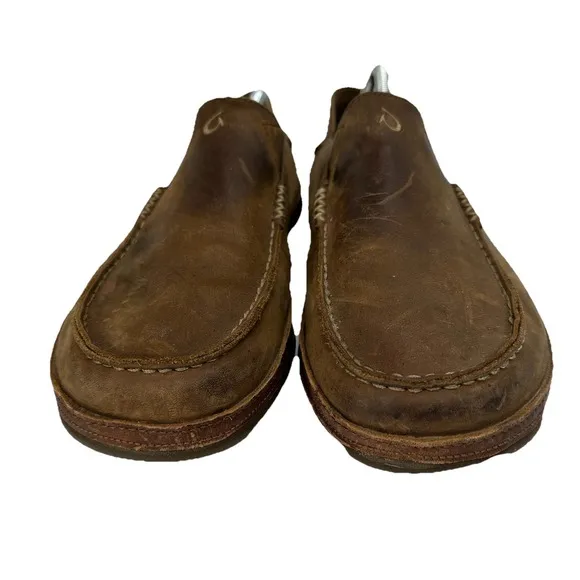 OluKai Moloa Men's Nubuck Slip On Loafers Shoes Size 11 Brown Comfort